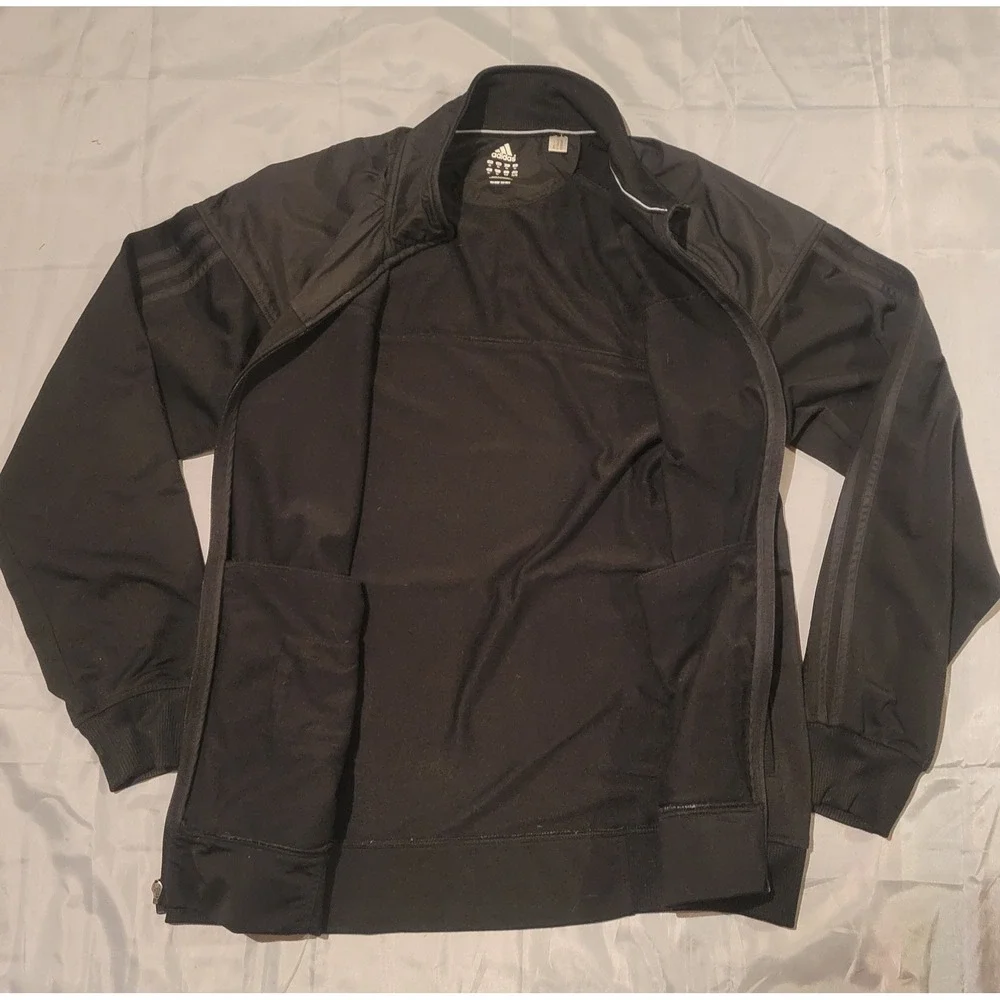 Adidas Men's XL‎ Full Zip  Windbreaker Jacket Black RN#88387 EUC